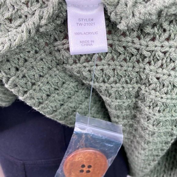 Zenana Sweater Waffle Knit Asymmetrical Hem Cowl Neck Comfy & Cozy Top Olive - Picture 4 of 6